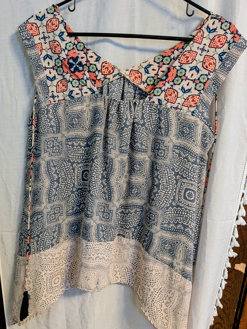Knox Rose Blue and Pink Mixed-Print Sleeveless Camisole